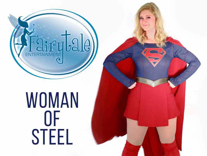 Supergirl superhero party character for hire