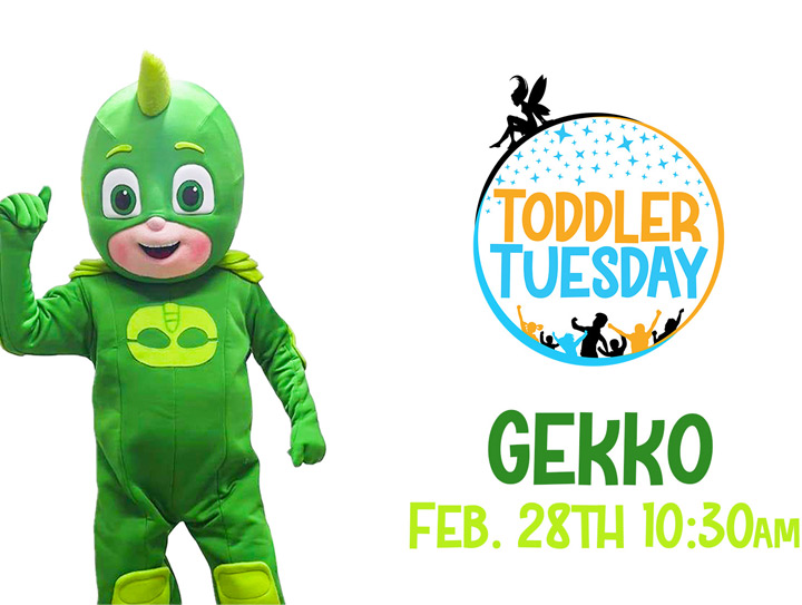 PJ Mask party characters for hire gekko superhero at the fairytale fun place in clarkston michigan