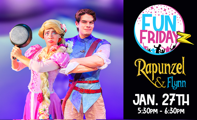 rapunzel and flynn character visit in clarkston michigan at the fairytale fun place