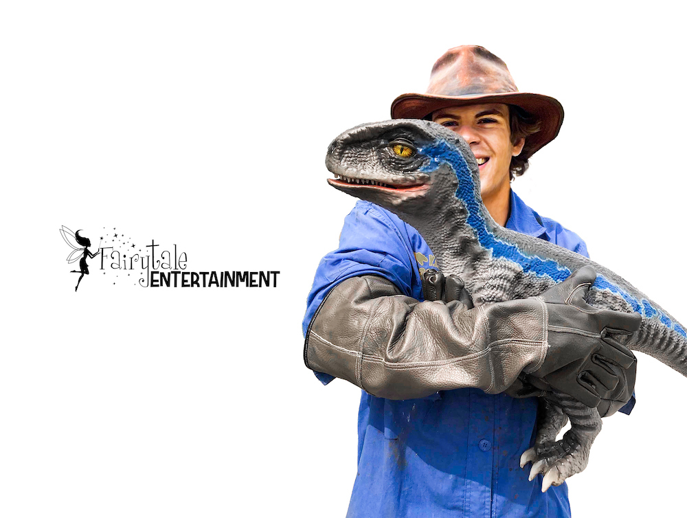 hire a baby raptor for a kids dinosaur party in detroit and chicago