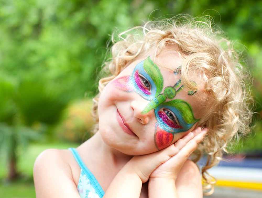 face painting with blue hair