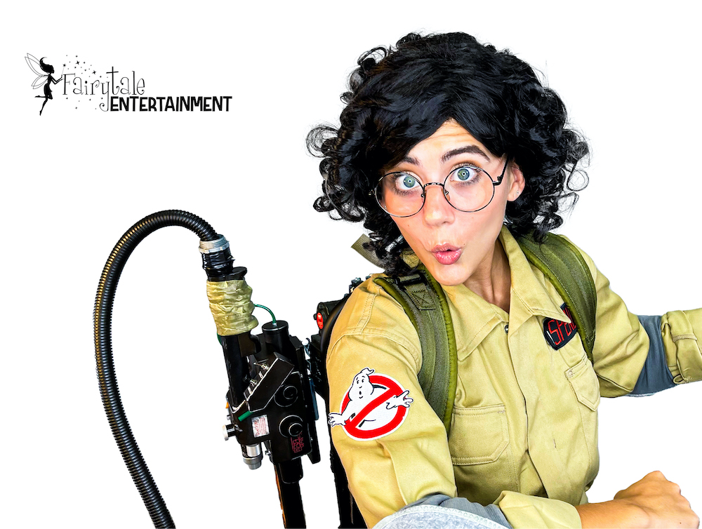 hire ghostbusters strolling halloween performers, rent ghostbuster party characters for halloween party, ghostbusters roaming halloween entertainers