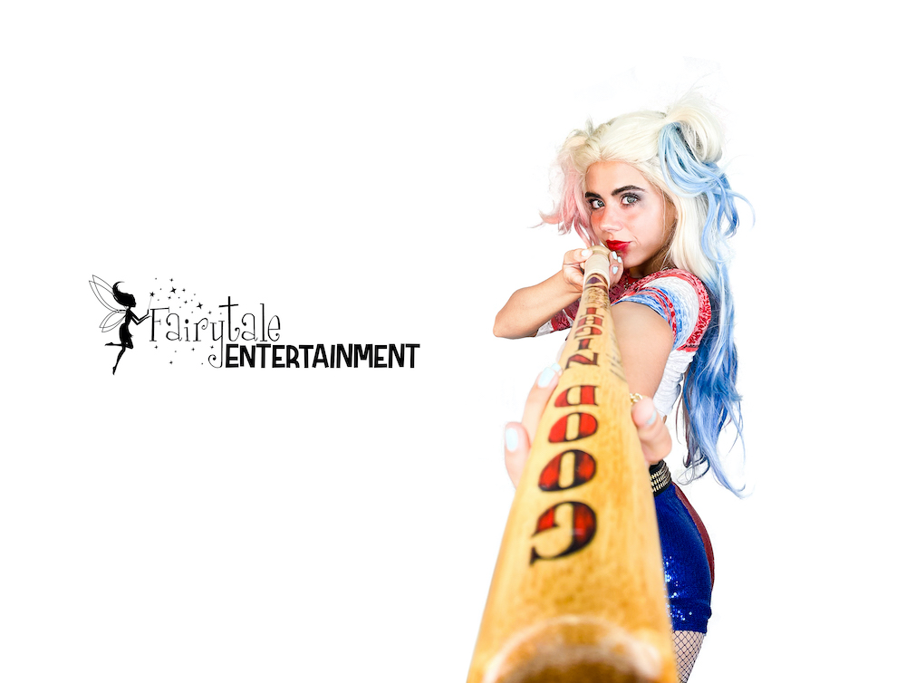 Rent Harley Quinn party performer for kids birthday party in Metro Detroit, Chicago and Naperville. Hire Harley Quinn and Joker for Halloween parties.