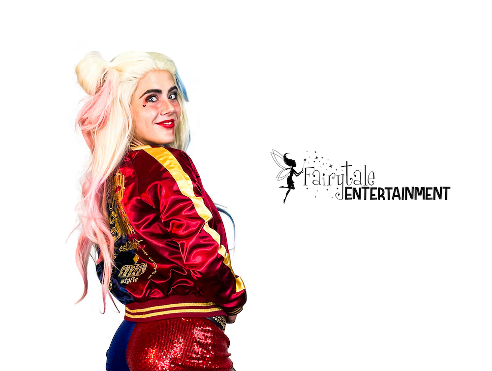 Rent Harley Quinn party performer for kids birthday party in Metro Detroit, Chicago and Naperville. Hire Harley Quinn and Joker for Halloween parties.