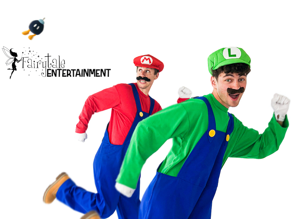 super mario bros party characters for hire, mario and luigi birthday party entertainment