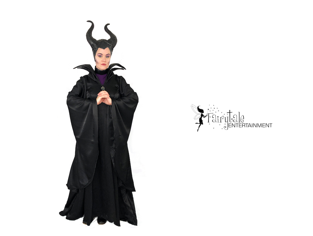 Hire Maleficent for kids Halloween party or event. Rent Maleficent for Disney Descendants birthday party for kids. Maleficent Strolling Performer.