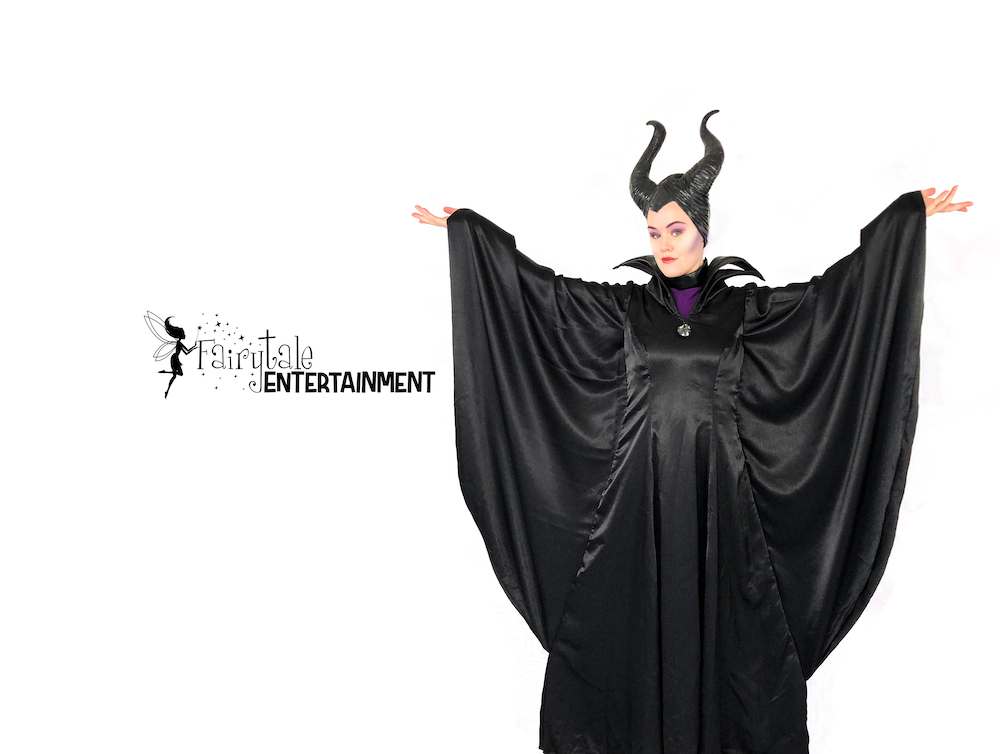 Hire Maleficent for kids Halloween party or event. Rent Maleficent for Disney Descendants birthday party for kids. Maleficent Strolling Performer.