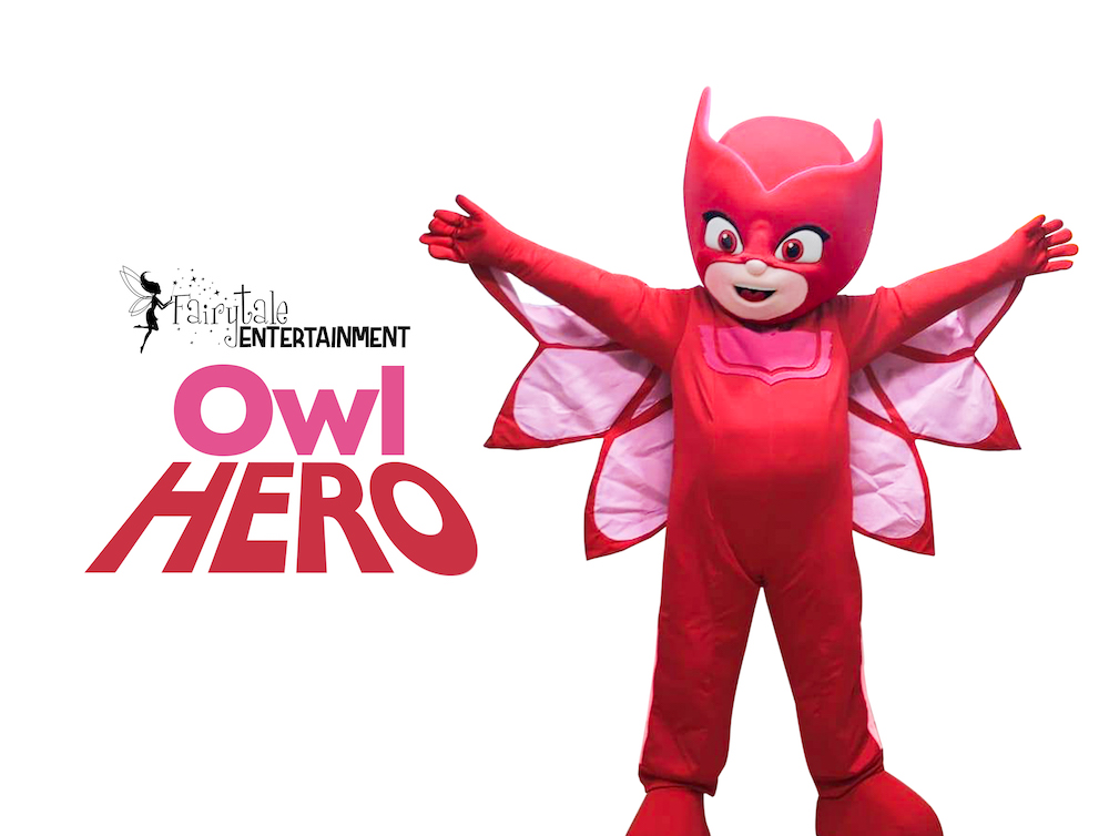 Rent pj masks characters owlette for kids birthday party in michigan and illinois