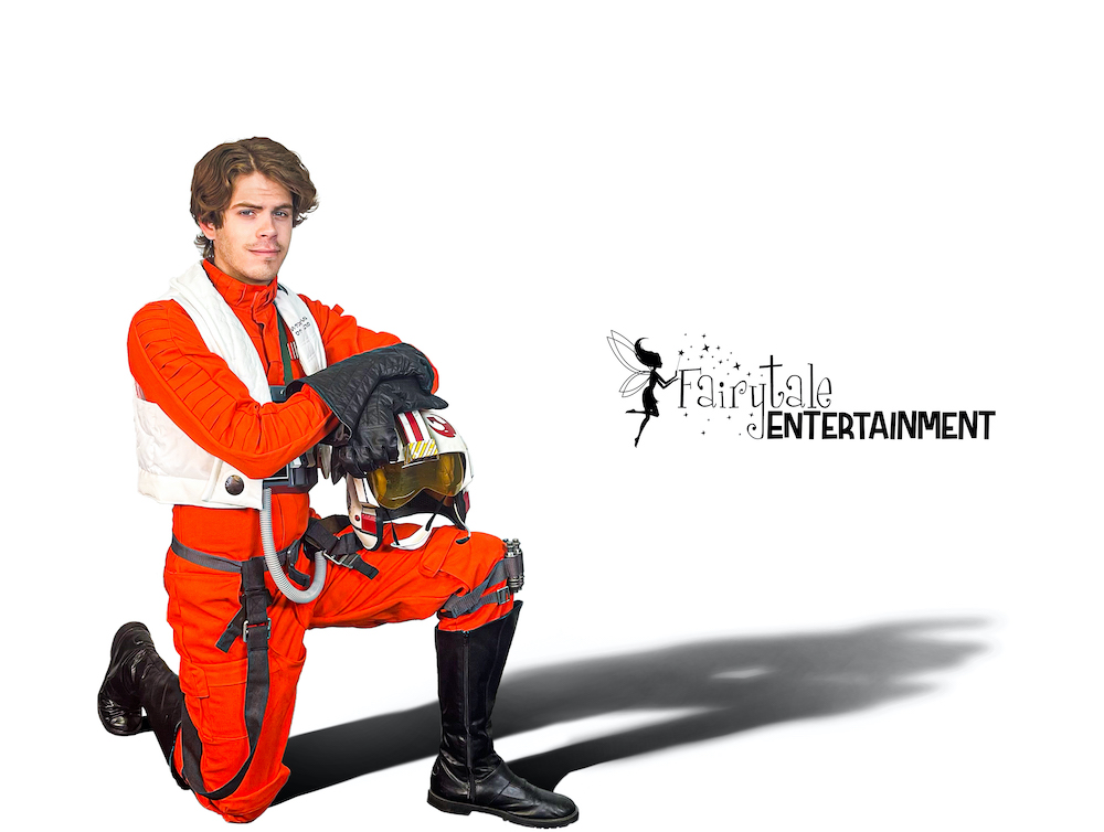 rebel x-wing star wars pilot party character performer in auburn hills michigan and naperville illinois