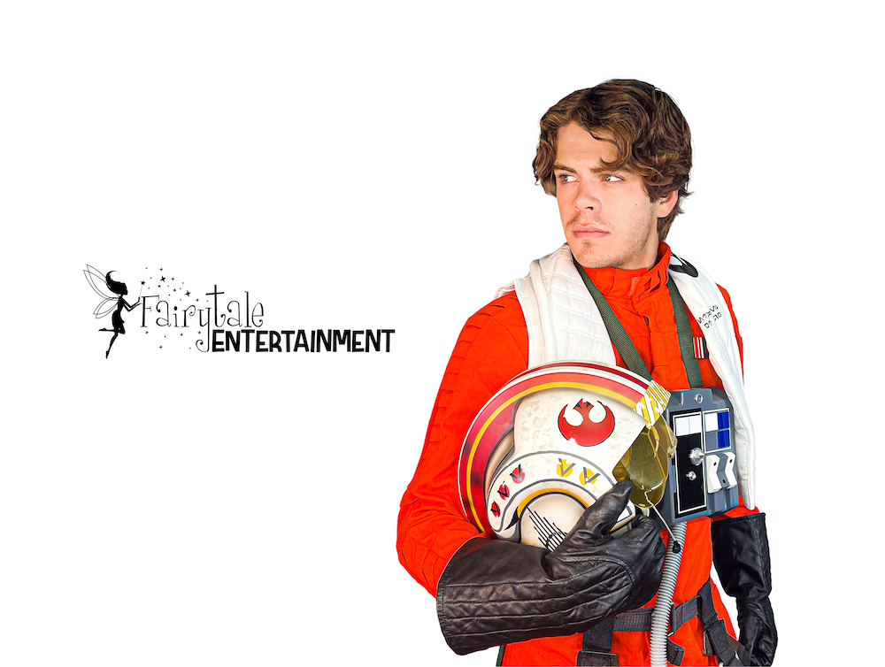 rebel x-wing star wars pilot party character performer in auburn hills michigan and naperville illinois