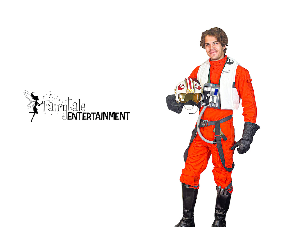 rebel x-wing star wars pilot party character performer in auburn hills michigan and naperville illinois