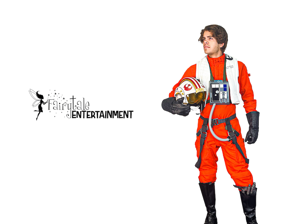 rebel x-wing star wars pilot party character performer in auburn hills michigan and naperville illinois
