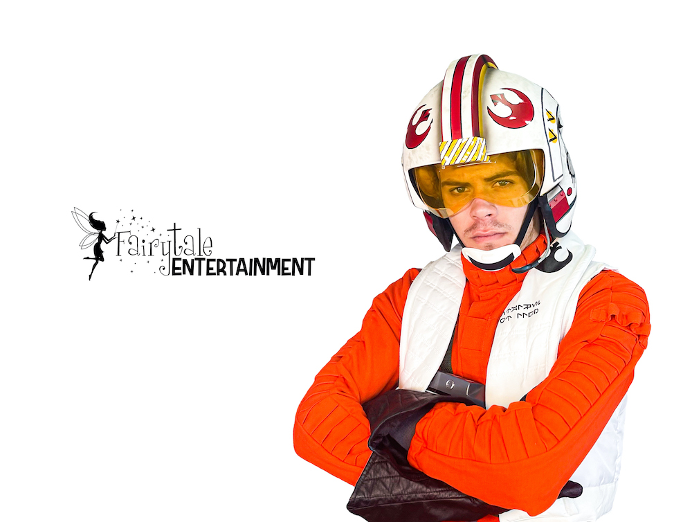 rebel x-wing star wars pilot party character performer in auburn hills michigan and naperville illinois