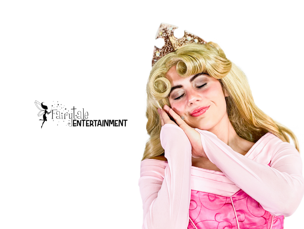 hire sleeping beauty princess party character for girls birthday party