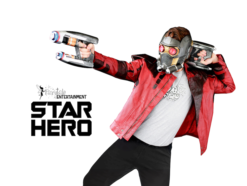 hire guardians of the galaxy star lord character, hire avengers star lord character for kids birthday party