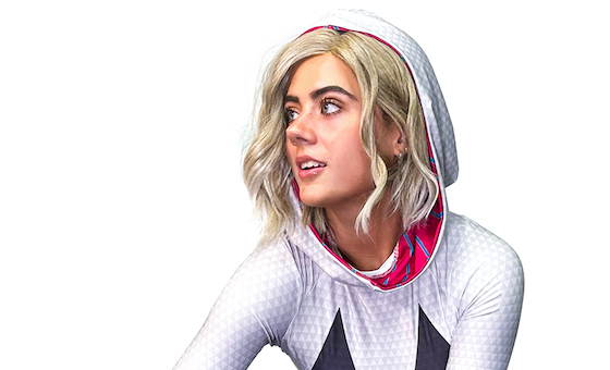 Rent Spider Gwen superhero party character in Auburn Hills, Michigan. Hire spiderverse party characters in Detroit and Chicago.