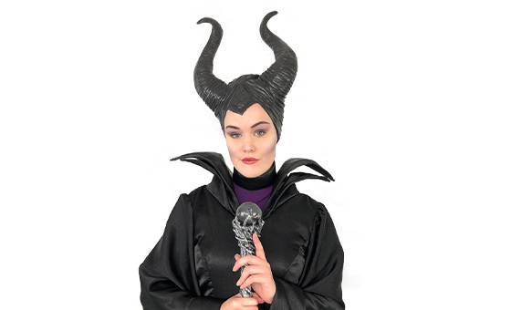 Hire Maleficent for kids Halloween party or event. Rent Maleficent for Disney Descendants birthday party for kids. Maleficent Strolling Performer.