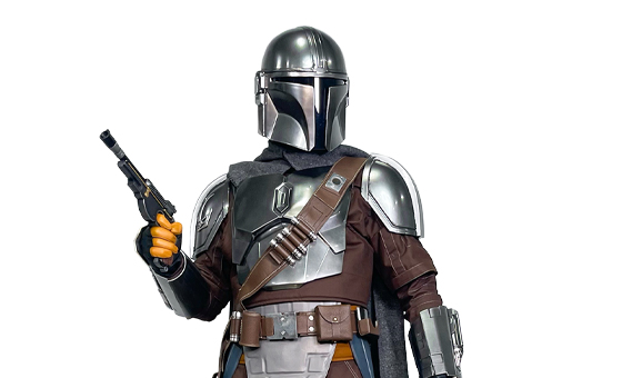 Hire the Mandalorian party character for birthday parties and special events in Detroit and Chicago